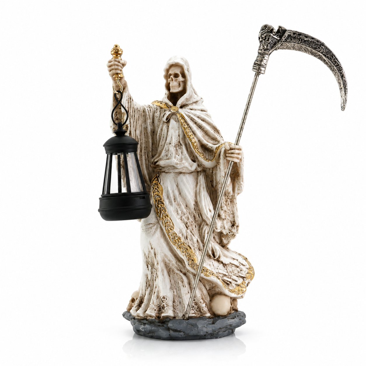 La Santa Muerte con Farolillo - Blanco