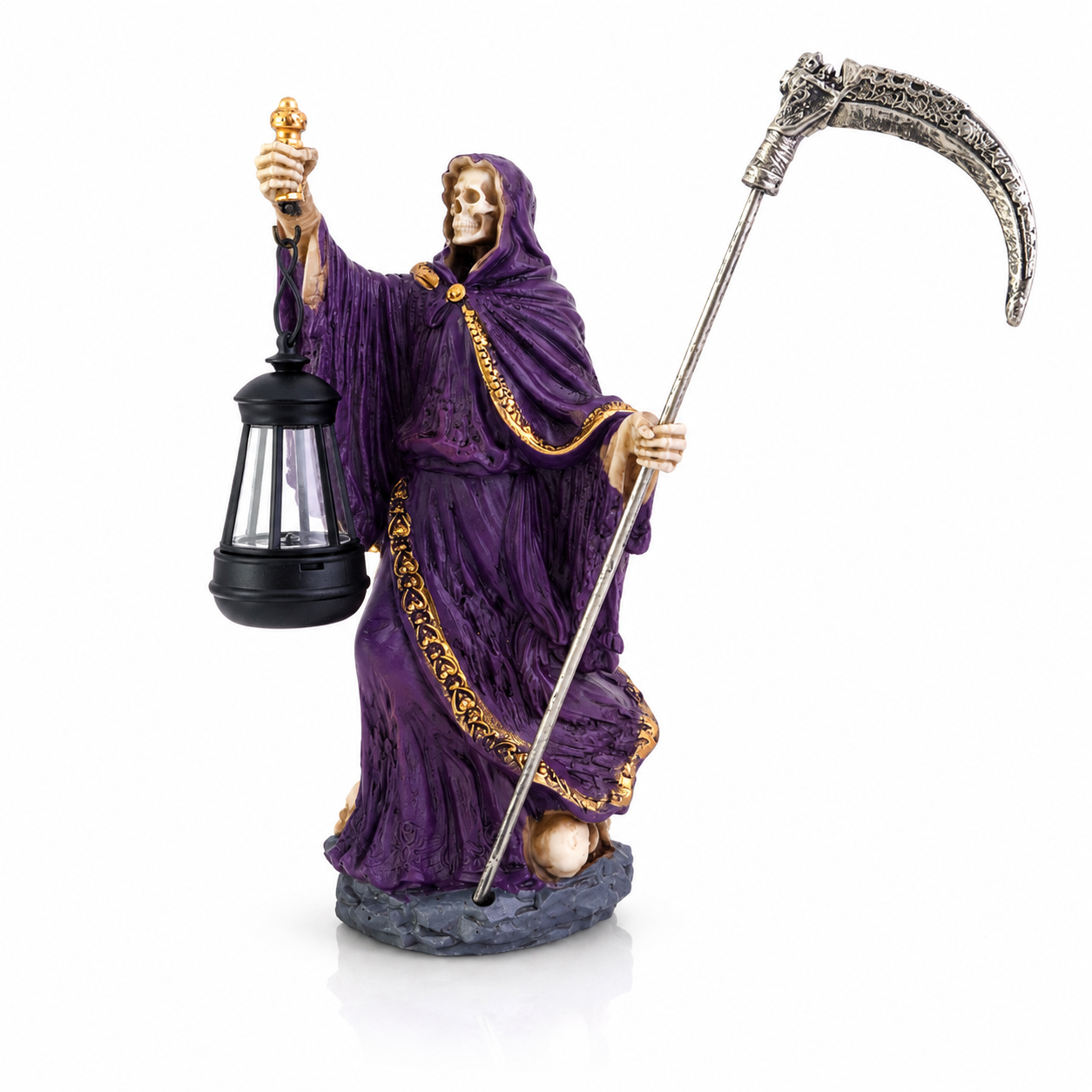 La Santa Muerte con Farolillo - Púrpura