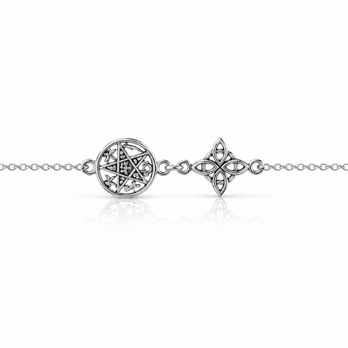 Pulsera Nudo de Bruja & Tetragramaton - Plata de Ley 925