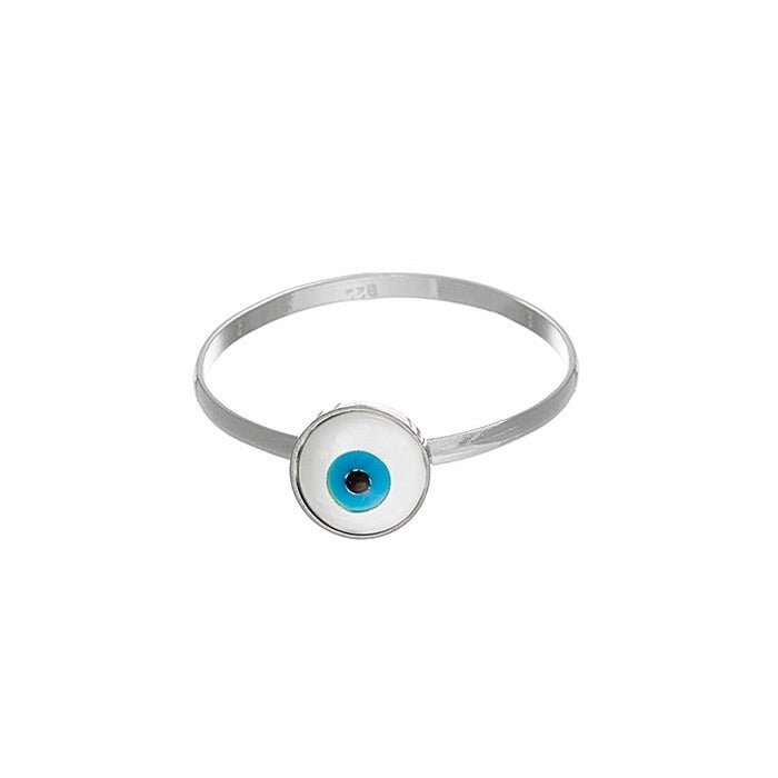 Anillo de Ojo Turco Blanco - Plata de Ley 925 - Mystical Tienda