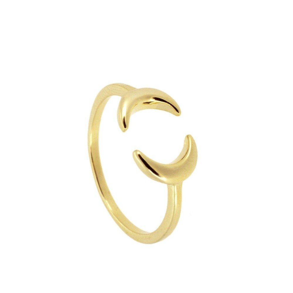 Anillo Luna Doble - Baño de Oro 18k - Mystical Tienda