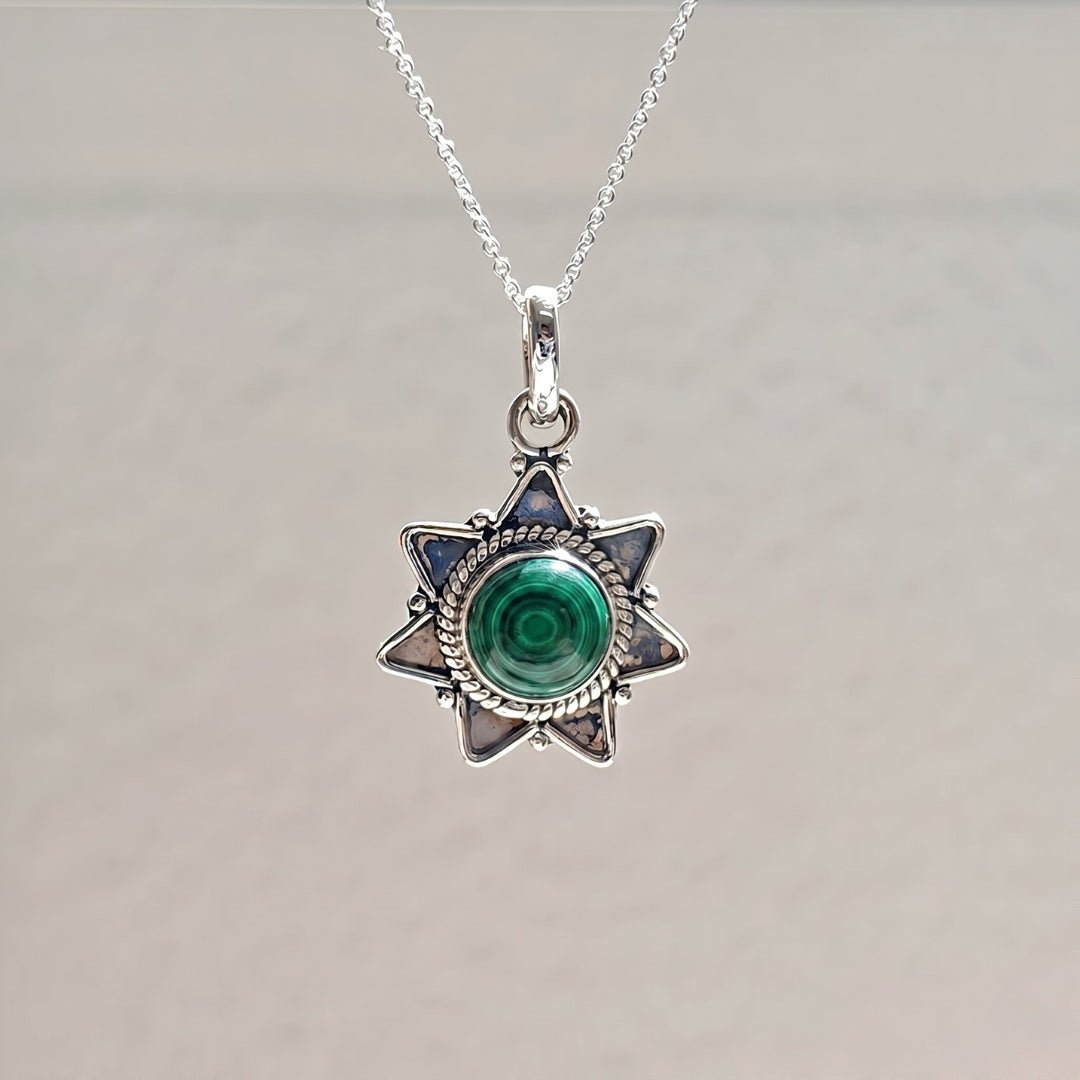 Colgante 'Astraea' Malaquita y Plata de Ley 925 - Mystical Tienda