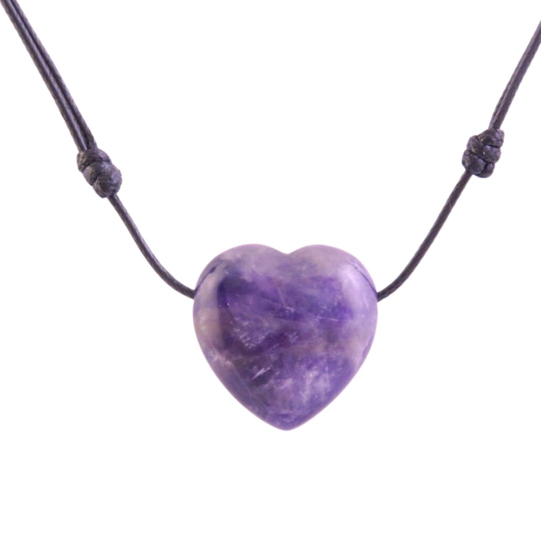 Colgante Corazón de Amatista con cordón - Mystical Tienda