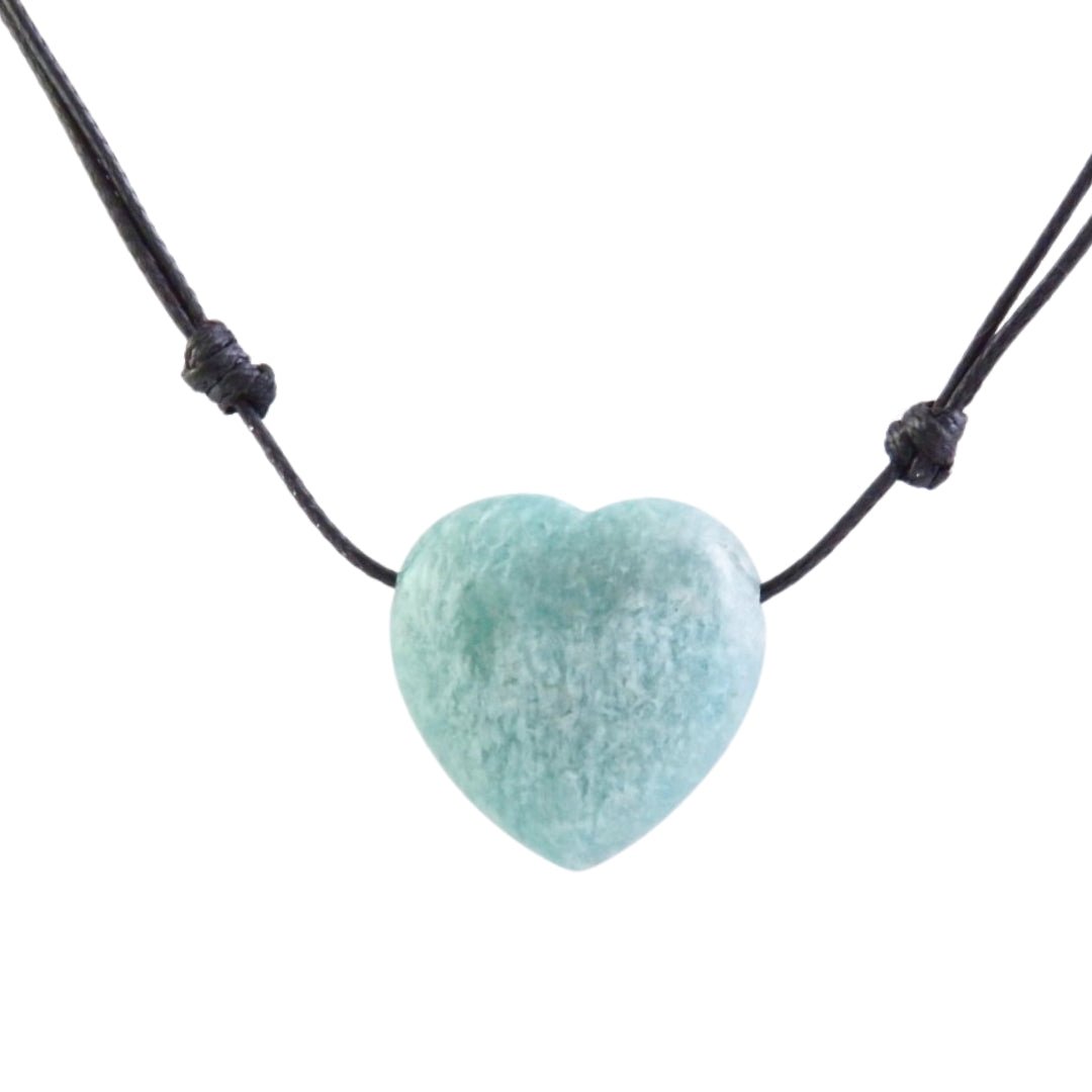Colgante Corazón de Amazonita con cordón - Mystical Tienda