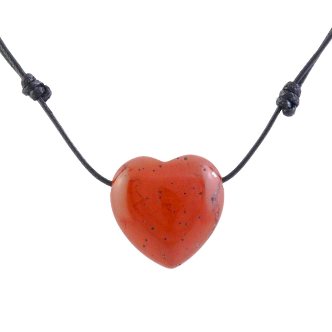 Colgante Corazón de Jaspe Rojo con cordón - Mystical Tienda