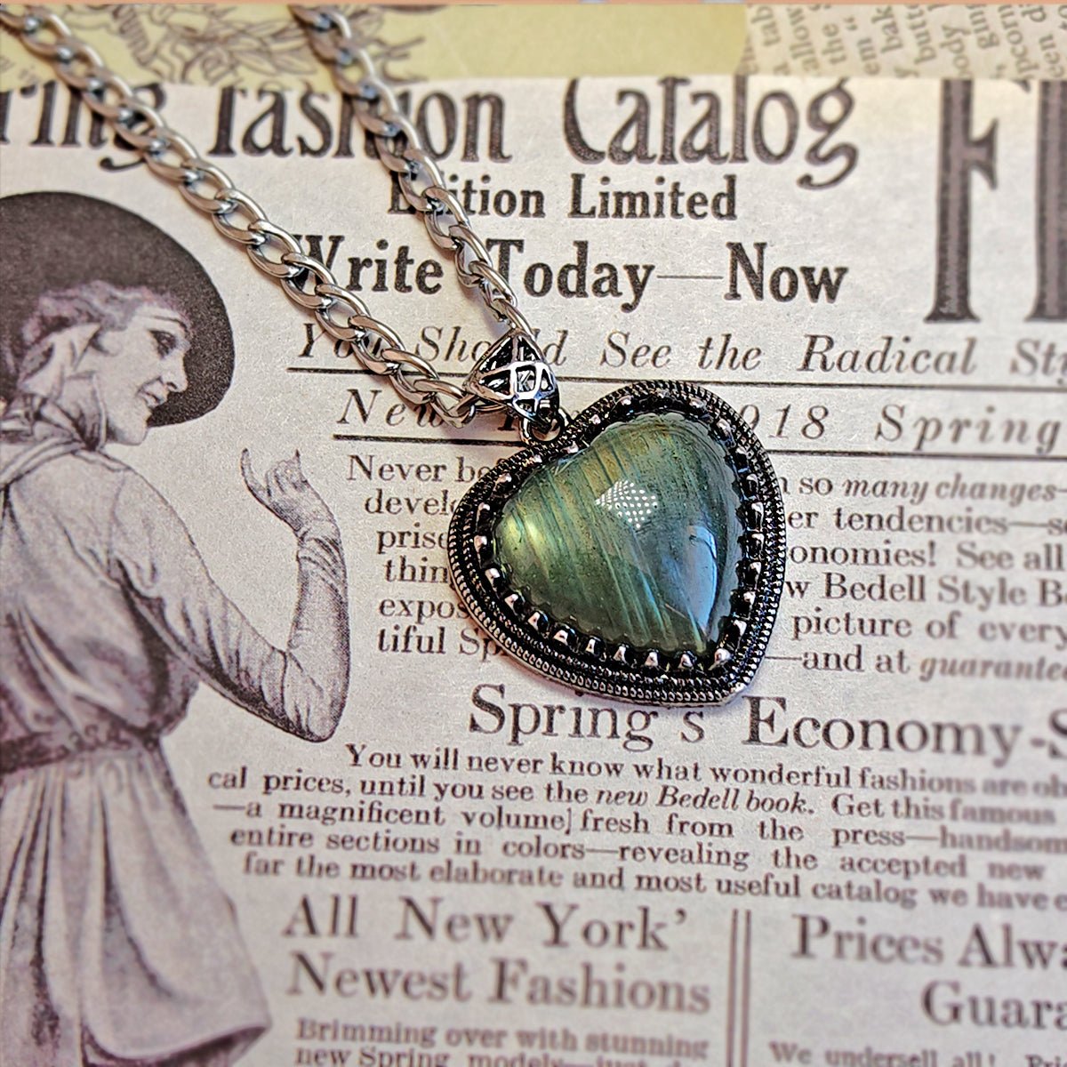 Colgante Corazón Vintage de Labradorita - Mystical Tienda