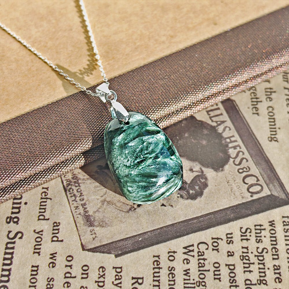 Colgante de Serafinita en Plata de Ley 925 - Mystical Tienda