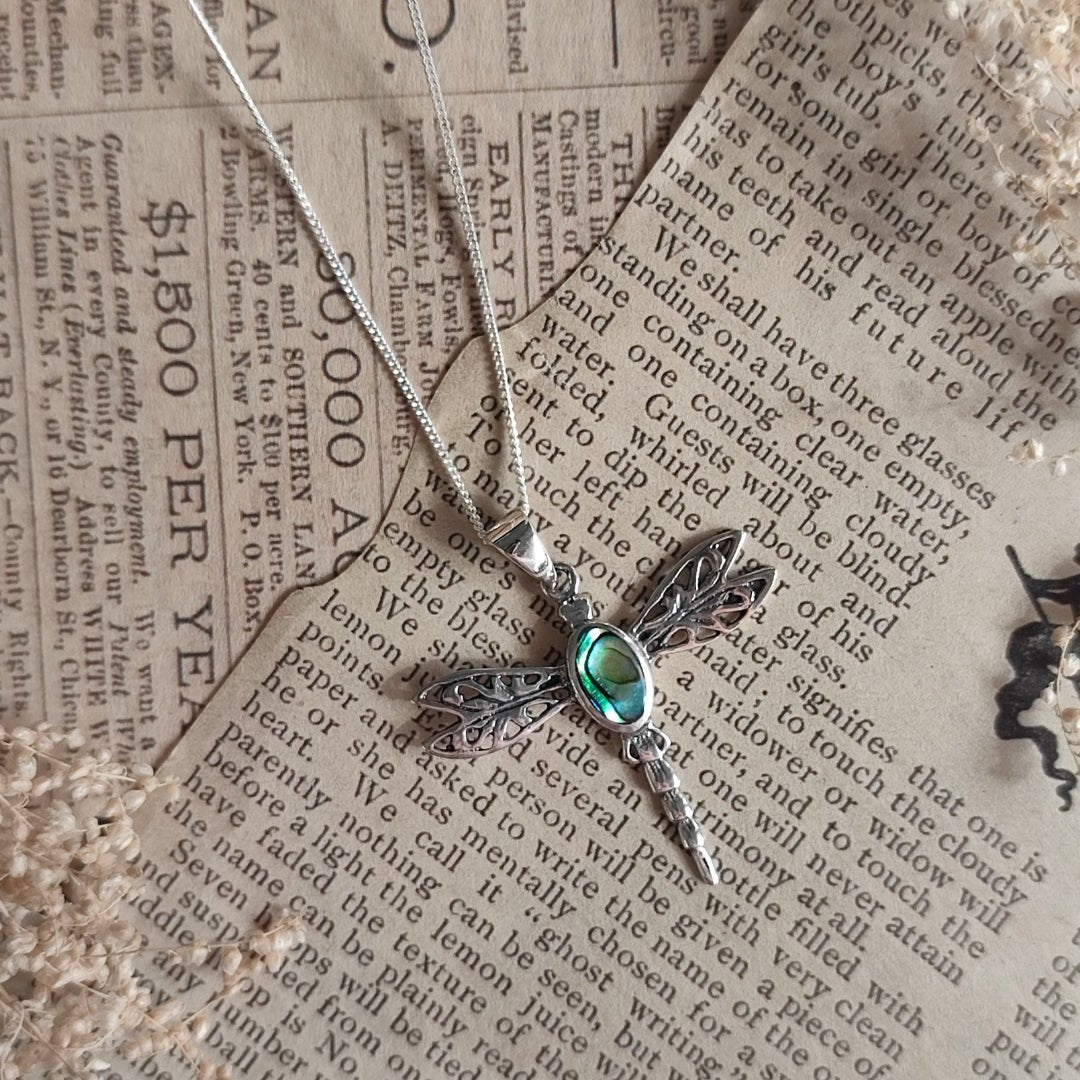 Colgante Libélula Ivy Abulón - Plata de Ley 925 - Mystical Tienda