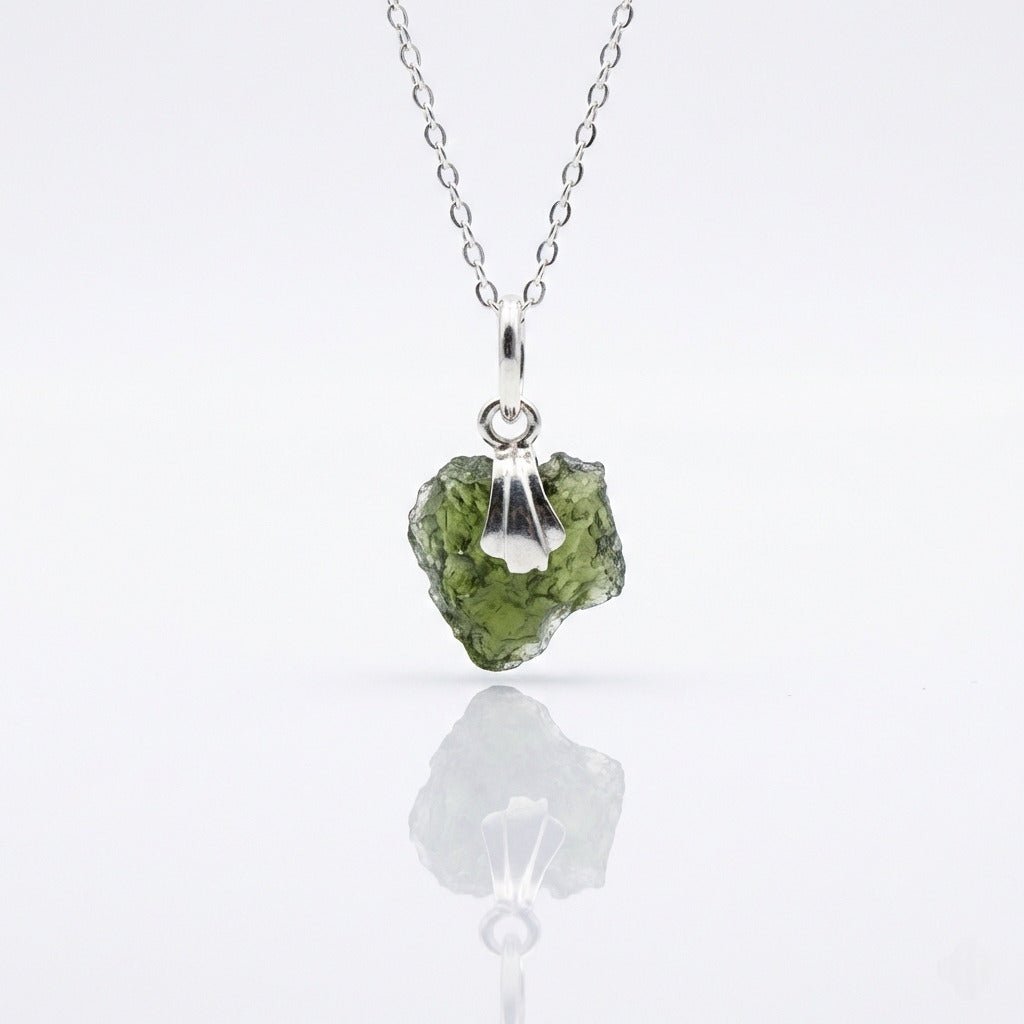 Colgante Moldavita - Engarce de Plata de Ley 925 - Mystical Tienda