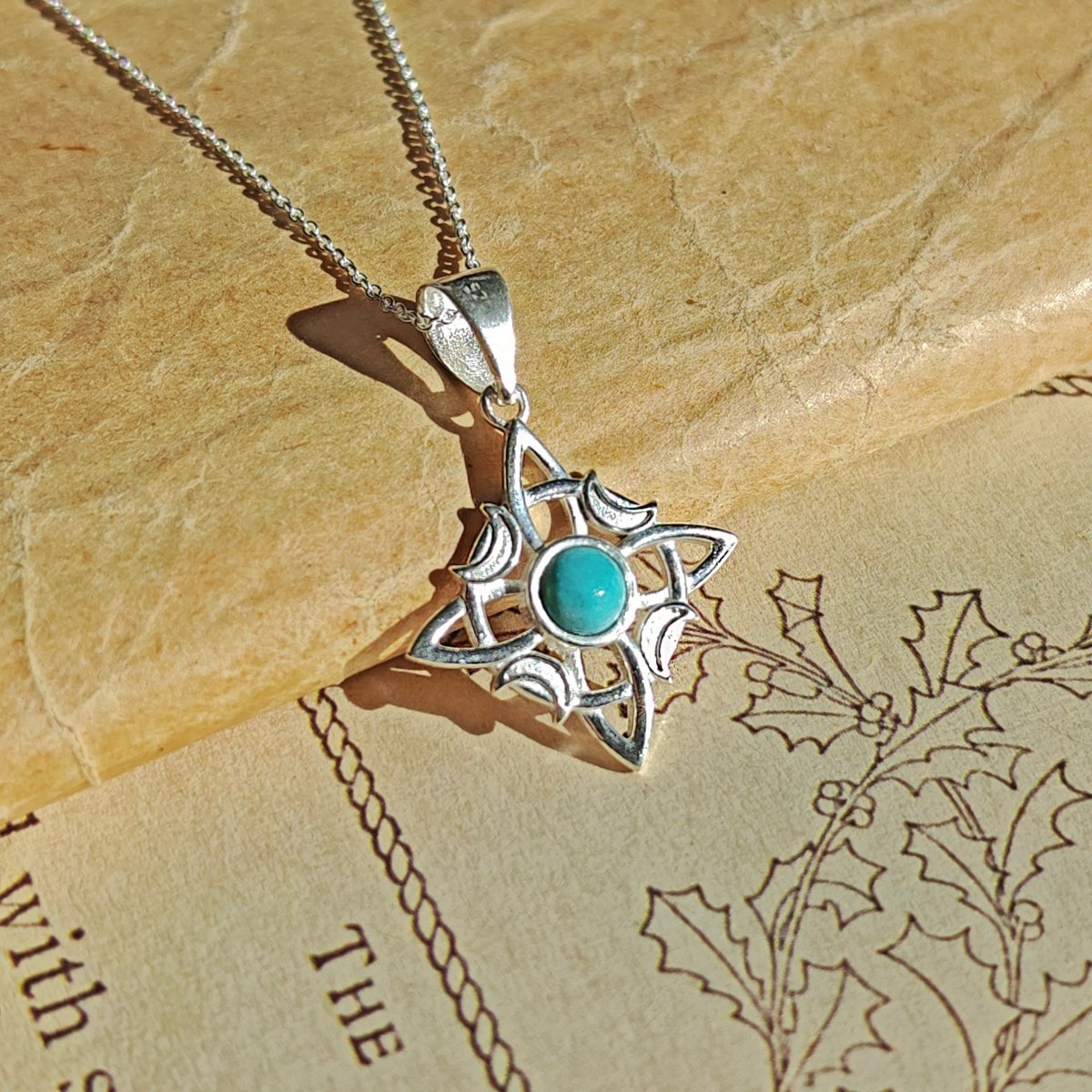 Colgante Nudo de Bruja 'Wicca' Howlita en Plata de Ley 925 - Mystical Tienda