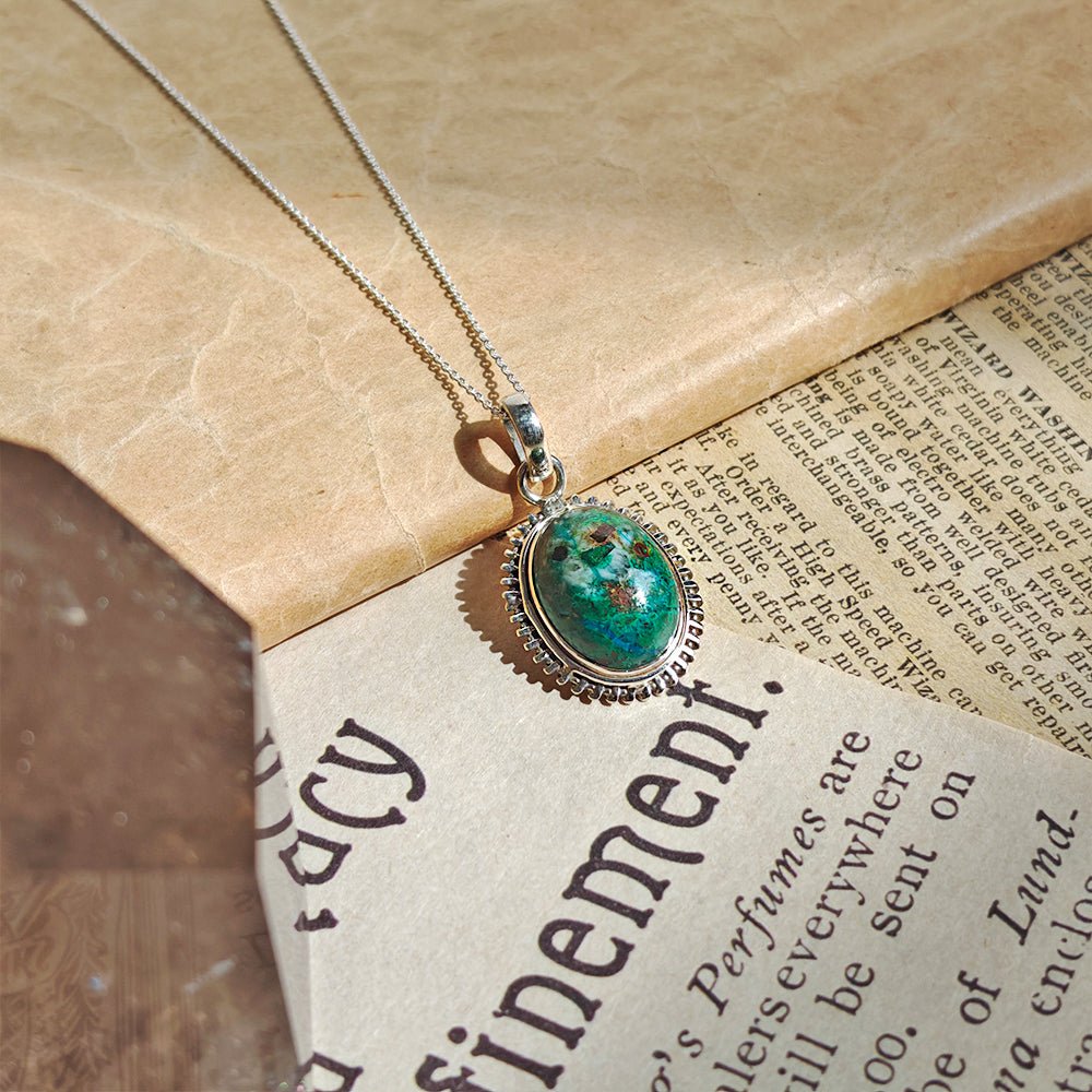 Colgante Óvalo de Crisocola y Plata de Ley 925 - Mystical Tienda