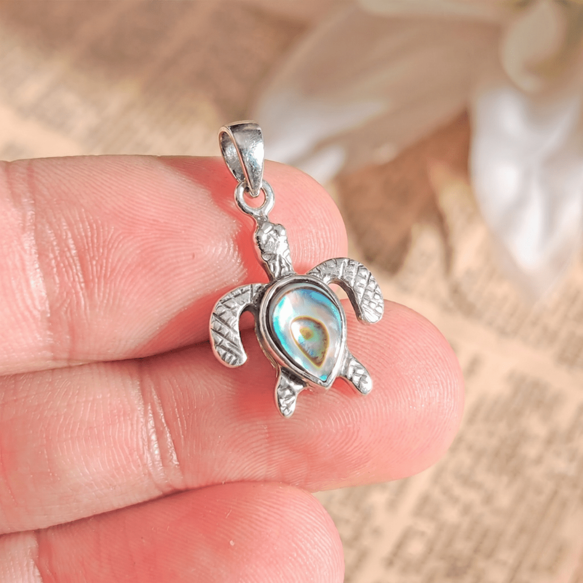Colgante Tortuga con Abulón - Plata de Ley 925 - Mystical Tienda