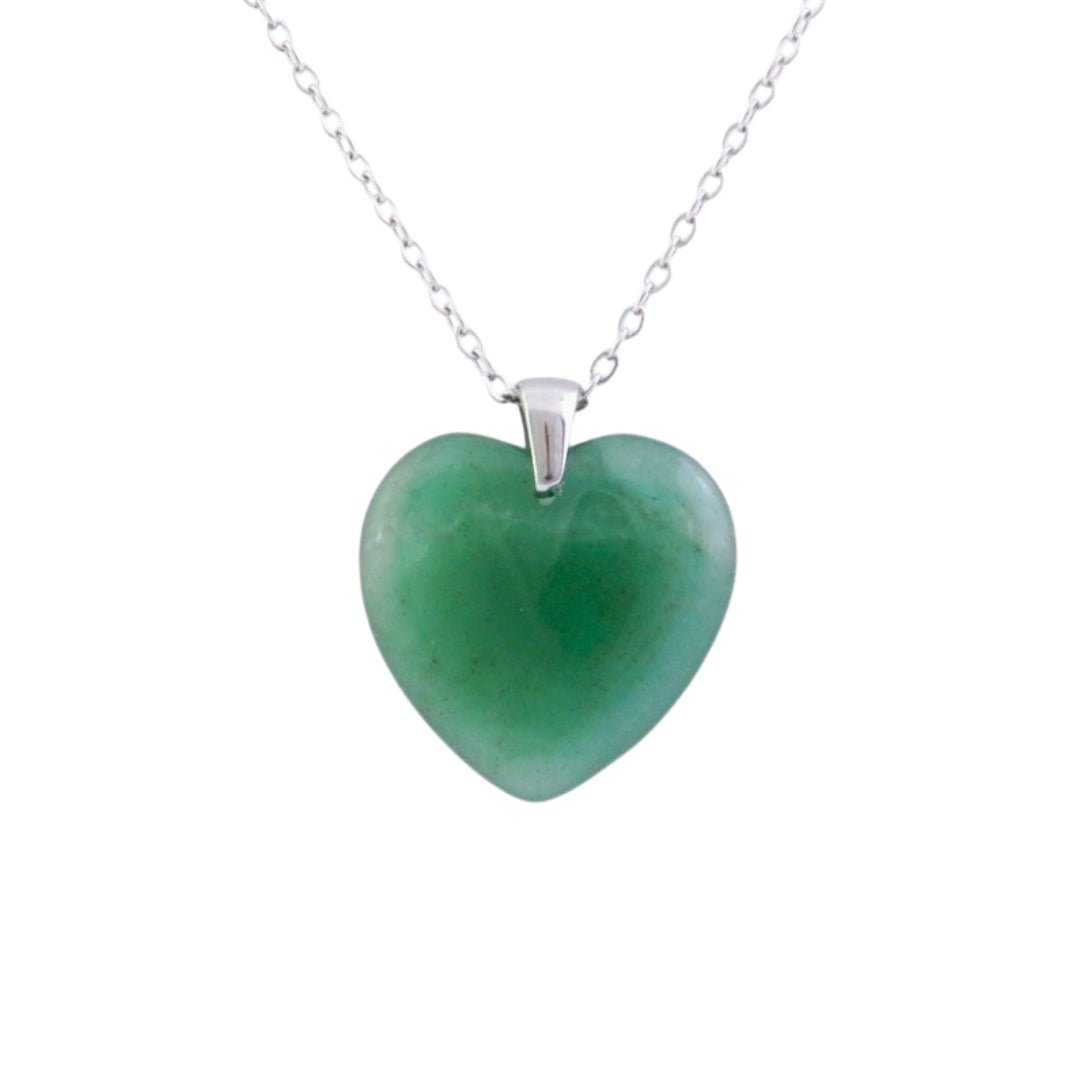 Collar Corazón de Aventurina Verde - Acero Inox. - Mystical Tienda