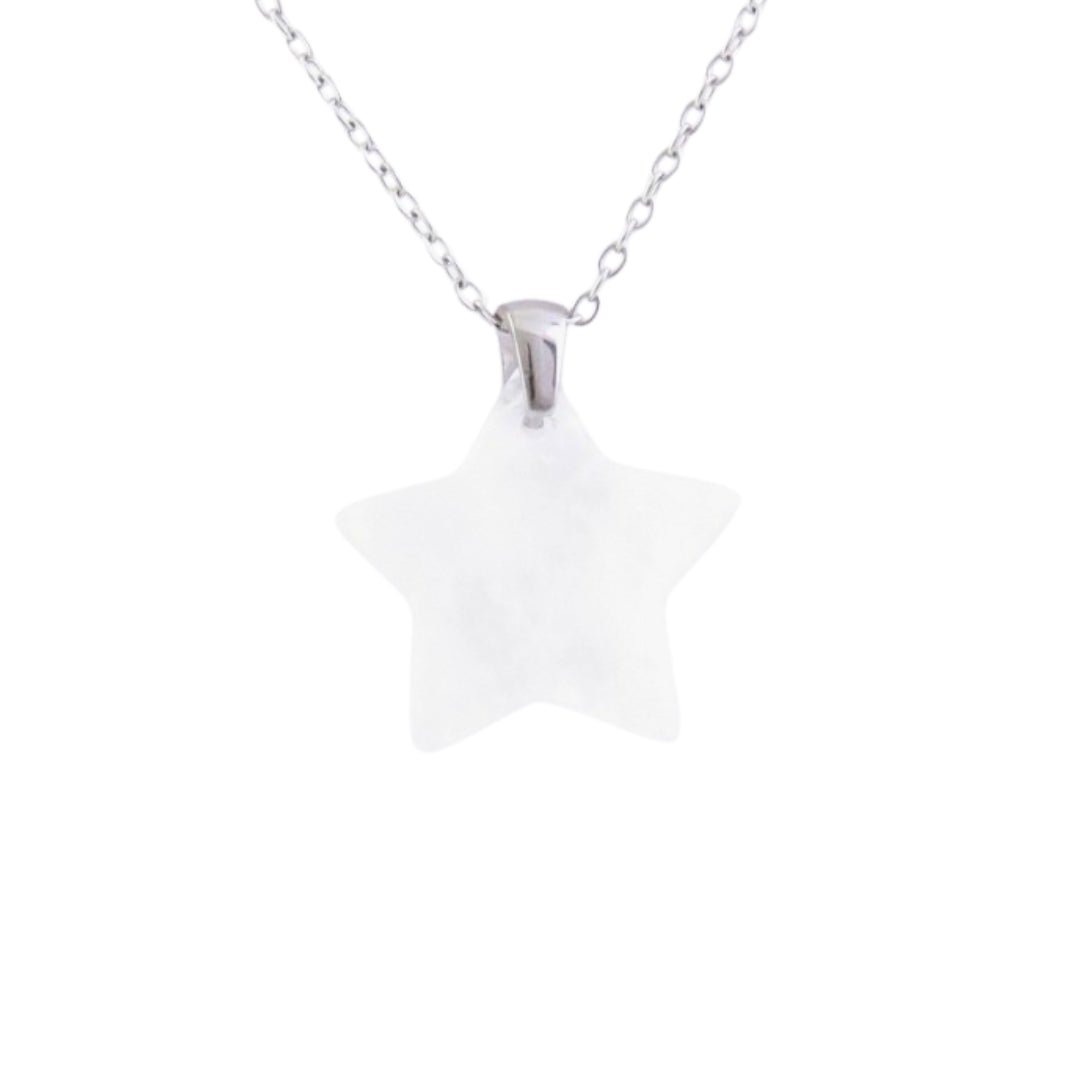 Collar Estrella de Cuarzo Blanco - Acero Inox. - Mystical Tienda