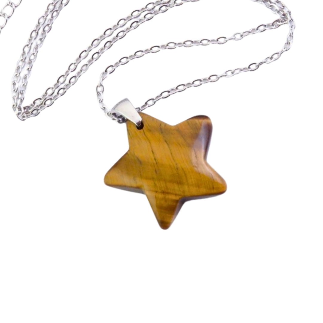 Collar Estrella de Ojo de Tigre - Acero Inox. - Mystical Tienda