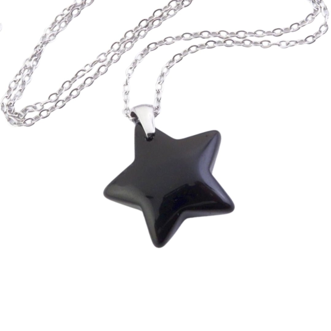 Collar Estrella de Ónix - Acero Inox. - Mystical Tienda