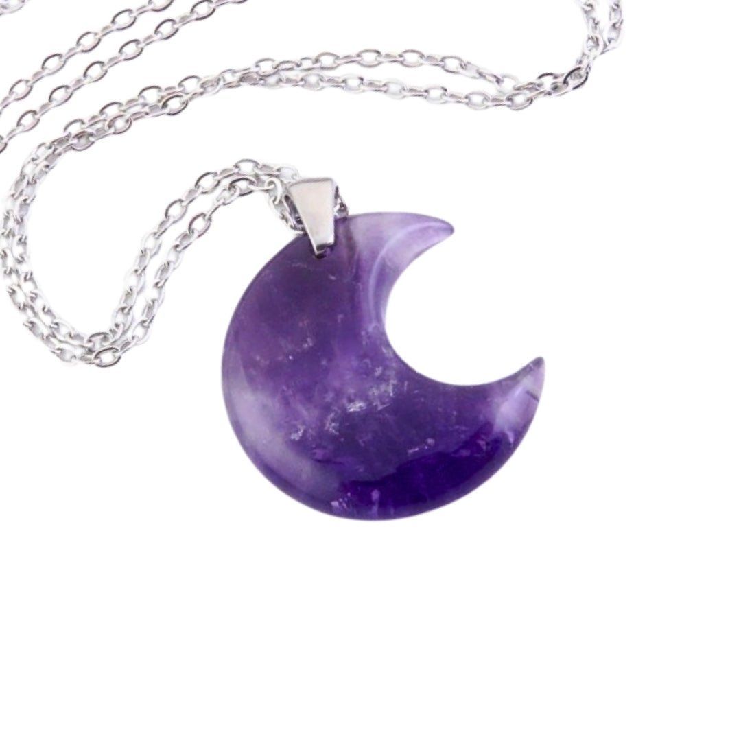 Collar Luna de Amatista - Acero Inox. - Mystical Tienda
