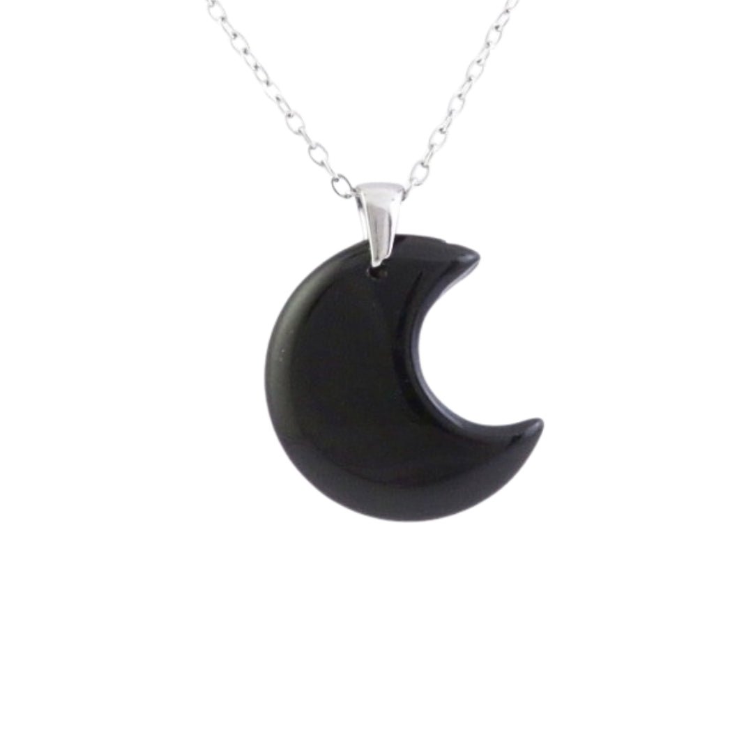 Collar Luna de Ónix - Acero Inox. - Mystical Tienda