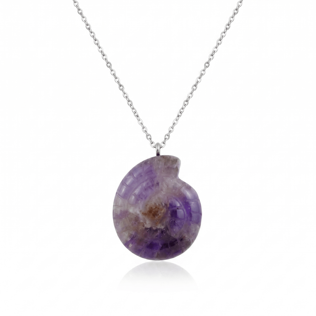 Collar 'Nautilus' Amatista - Acero Inox - Mystical Tienda