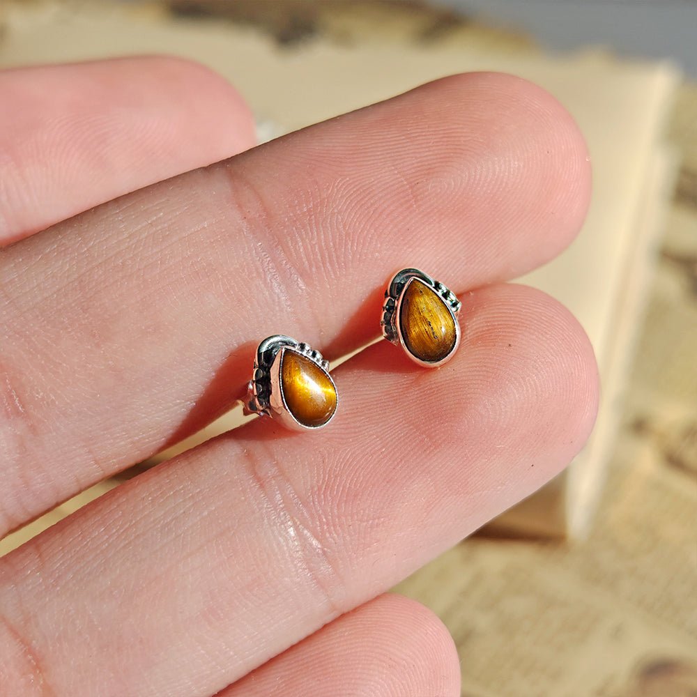 Pendientes Agra de Ojo de Tigre y Plata de Ley 925 - Mystical Tienda