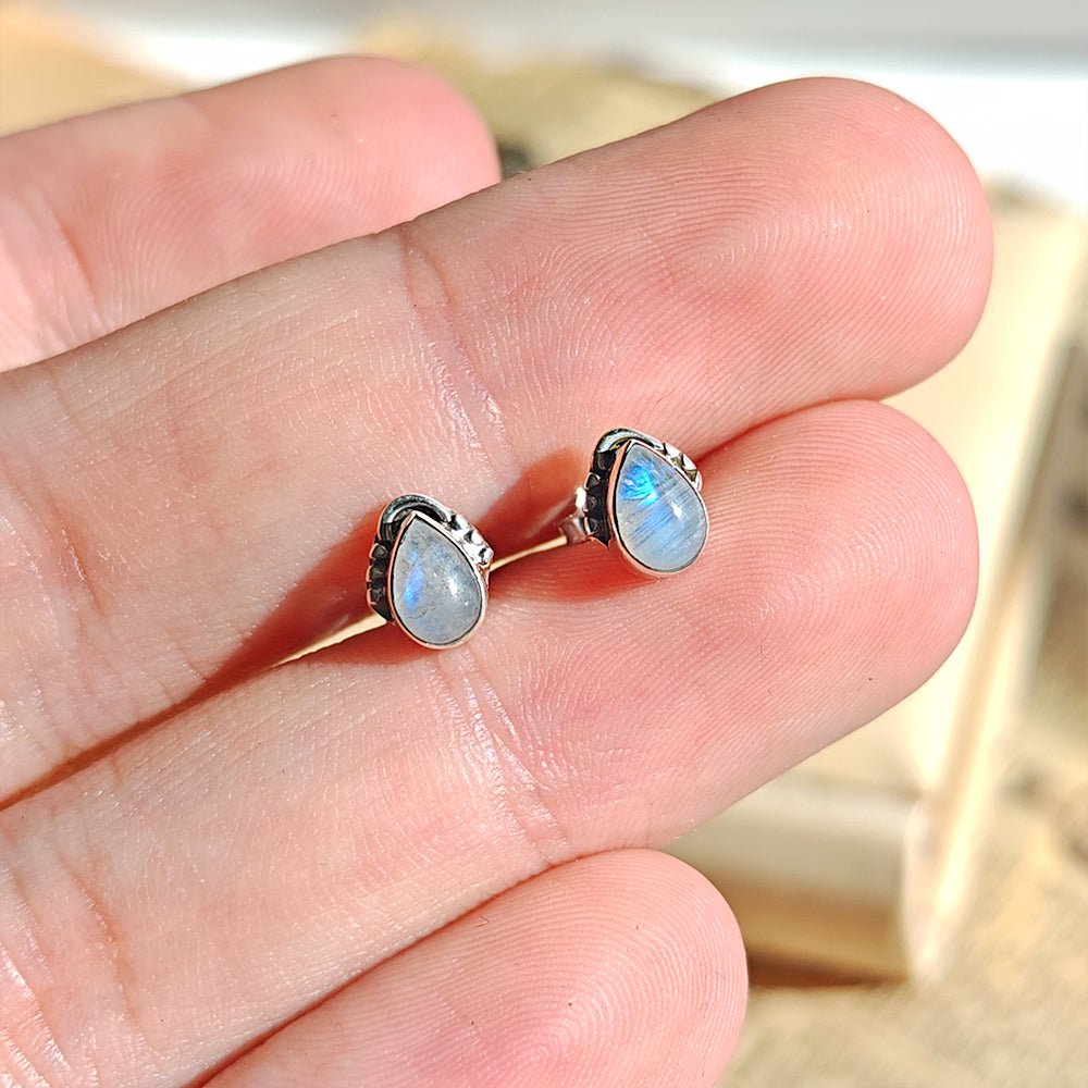 Pendientes Agra de Piedra de Luna y Plata de Ley 925 - Mystical Tienda