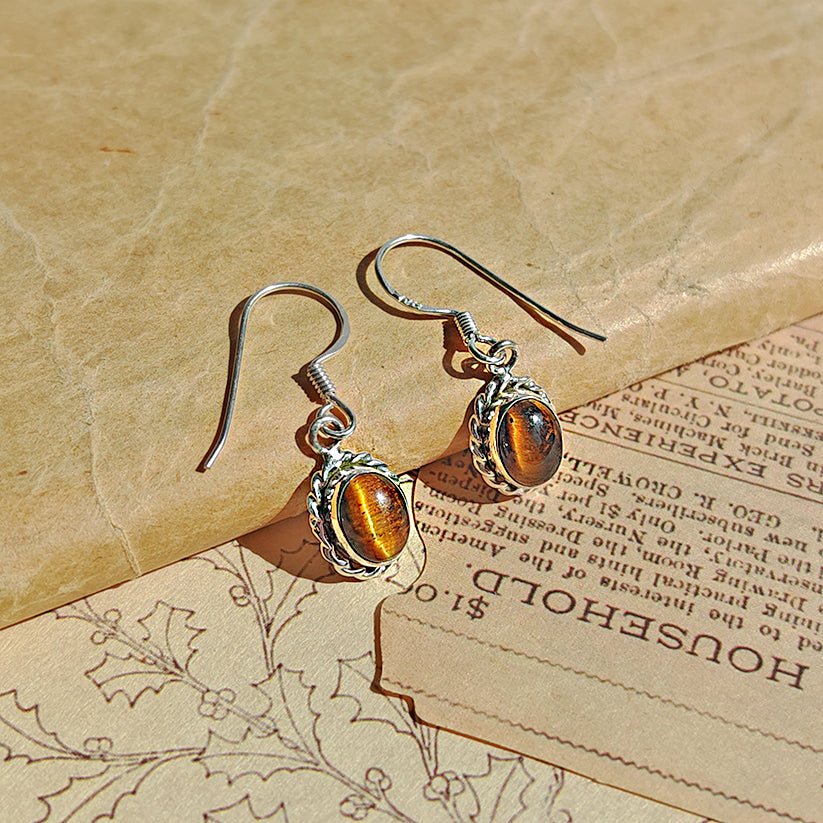 Pendientes 'Quilla' Ojo de Tigre y Plata de Ley 925 - Mystical Tienda