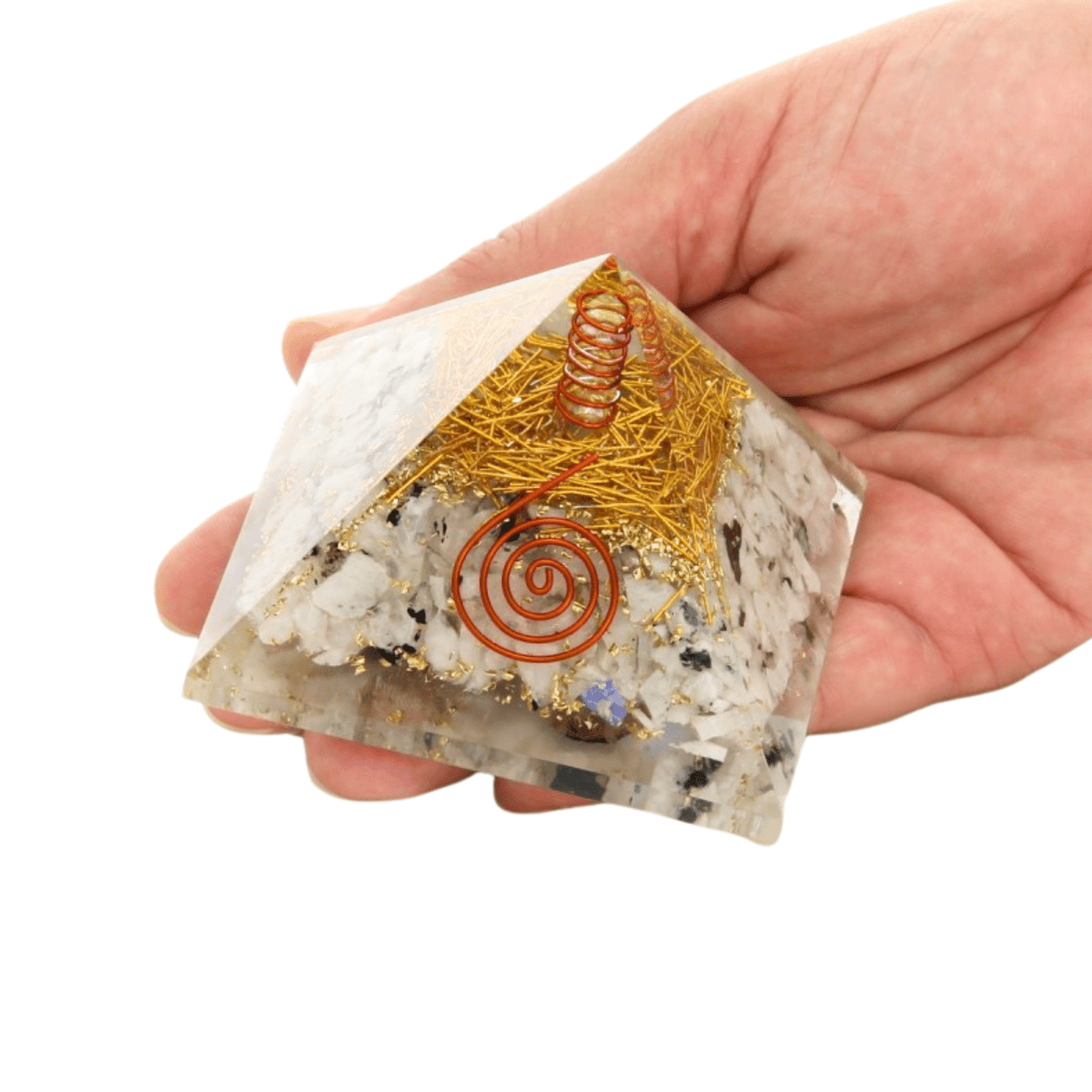 Pirámide Orgonita 'Sidera' - Piedra de Luna - Mystical Tienda