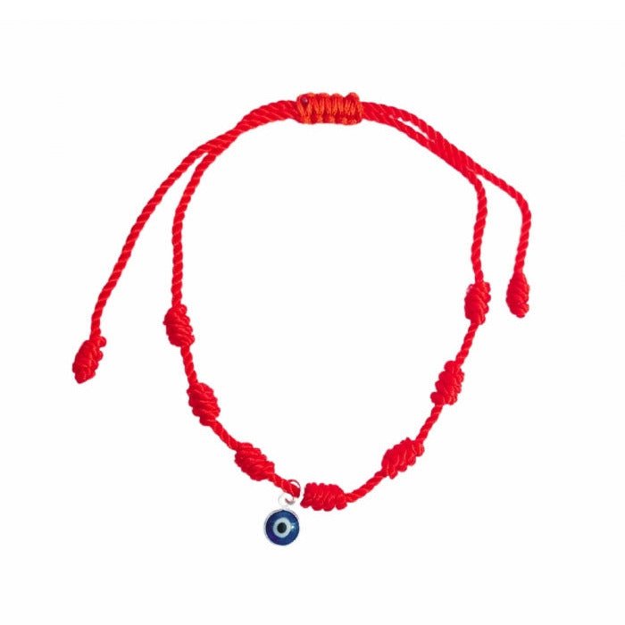 Pulsera 7 Nudos con Ojo Turco Azul - Plata de Ley - Mystical Tienda