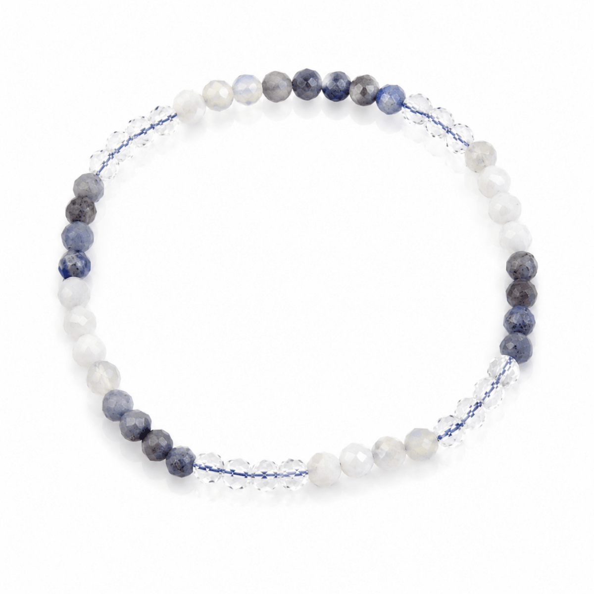 Pulsera “Atracción Energia Divina” Facetada - Sodalita, Piedra de Luna & Cuarzo blanco - Mystical Tienda