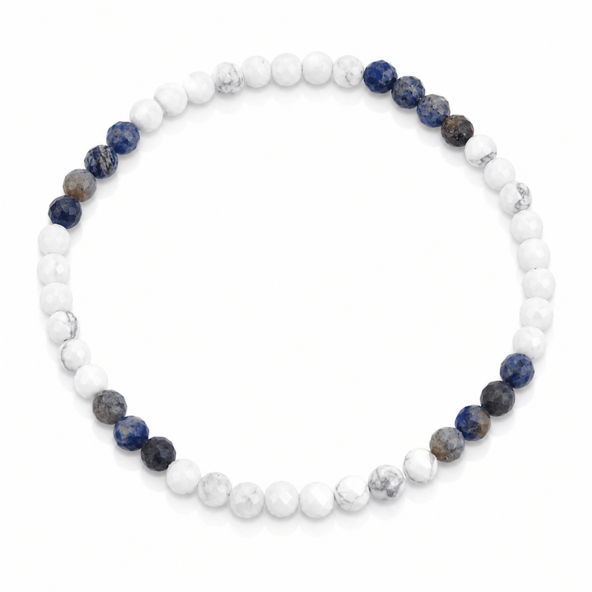 Pulsera “Comunicación” Facetada - Sodalita, Howlita Blanca y Labradorita - Mystical Tienda
