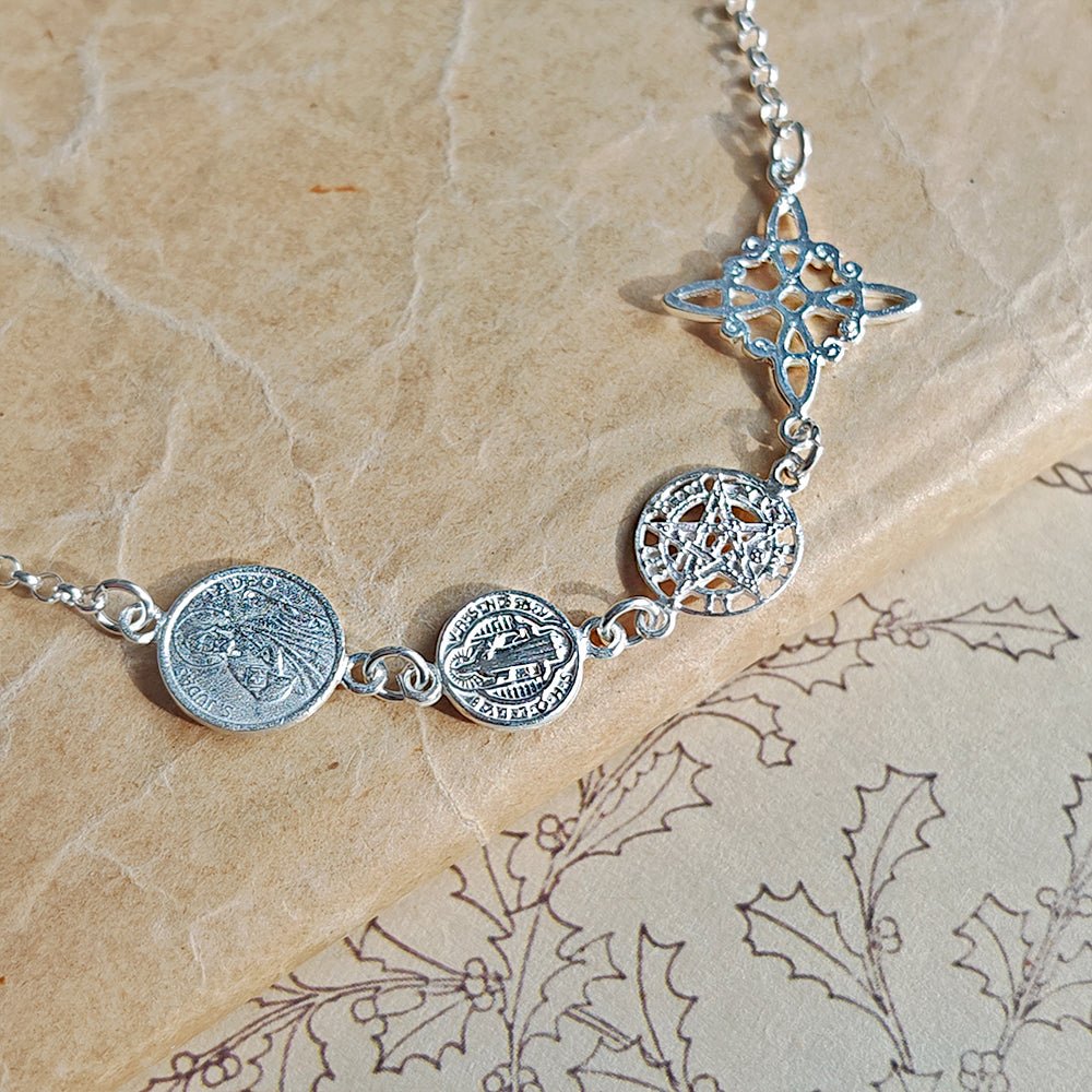 Pulsera Cuádruple de Protección S925: Cuatro Sellos Sagrados - Mystical Tienda