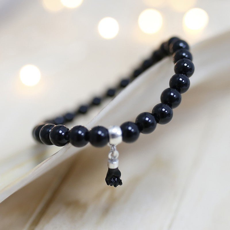 Pulsera de Ágata Negra y Amuleto Figa - Mystical Tienda