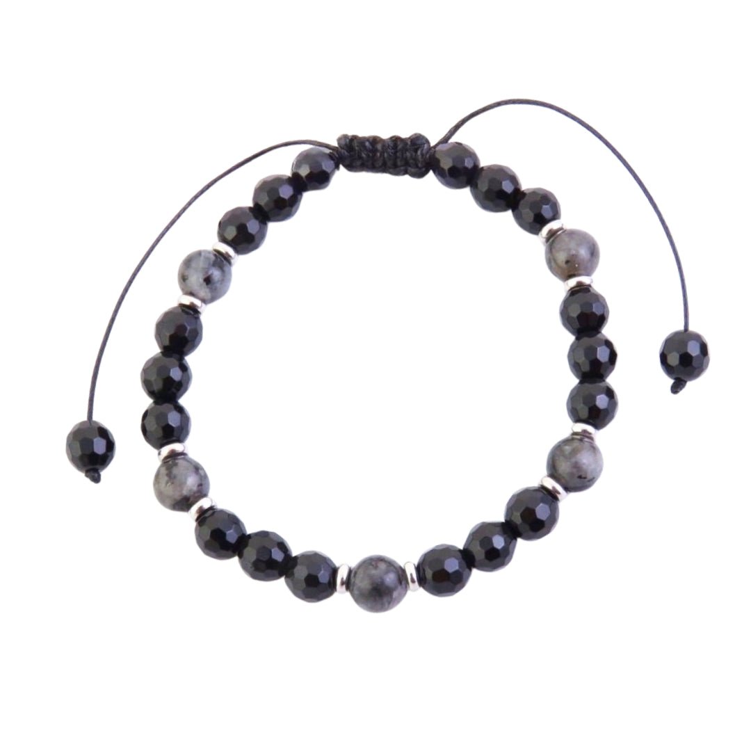 Pulsera de Ónix Facetado & Labradorita - Nudo Corredizo - Mystical Tienda