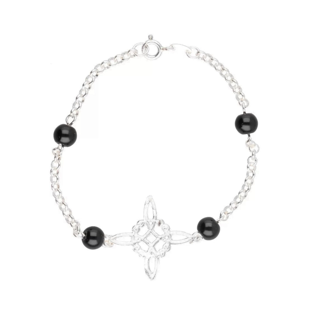 Pulsera Nudo de Bruja & Bola Ónix - S925 - Mystical Tienda