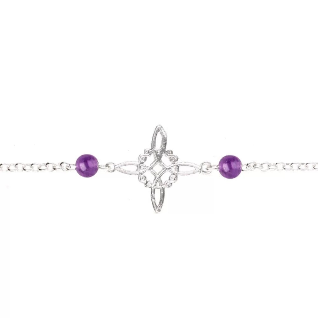 Pulsera Nudo de Bruja con Bola Amatista - Plata de Ley 925 - Mystical Tienda