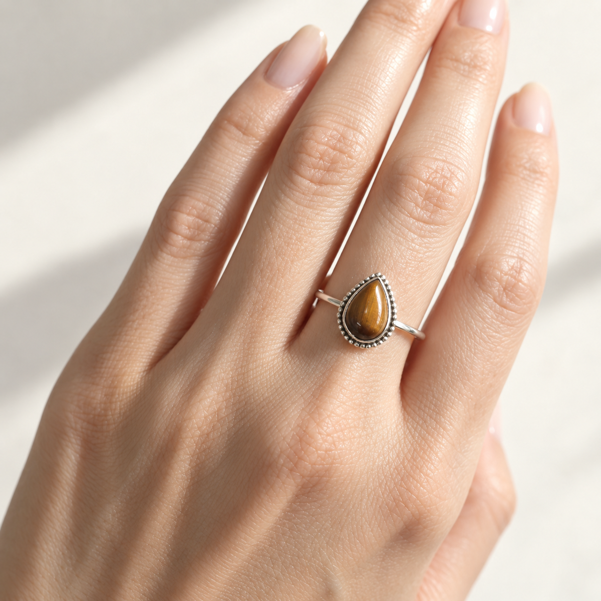 Anillo 'Nari' de Ojo de Tigre - Plata de Ley