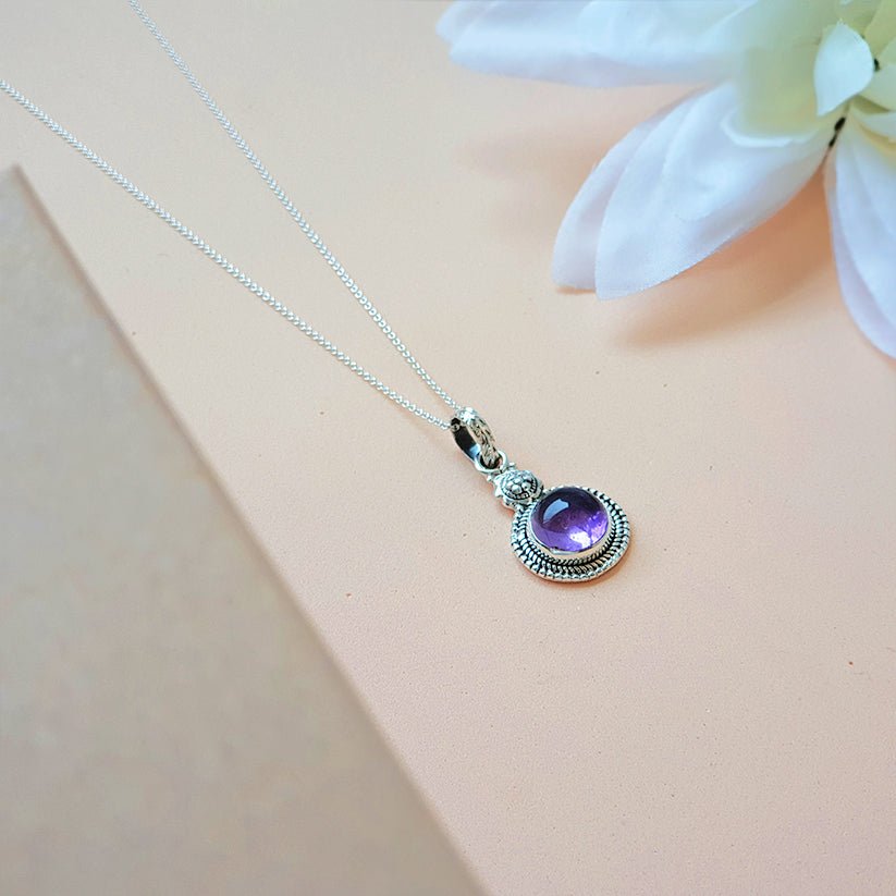 Colgante Botón de Amatista y Plata de Ley 925 - Mystical Tienda