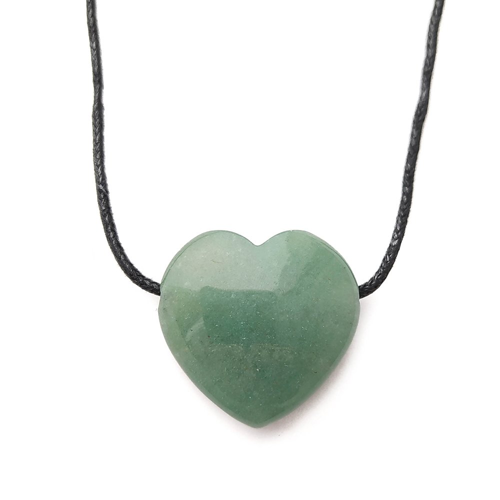 Colgante Corazón de Aventurina Verde con cordón - Mystical Tienda Esotérica y de Minerales