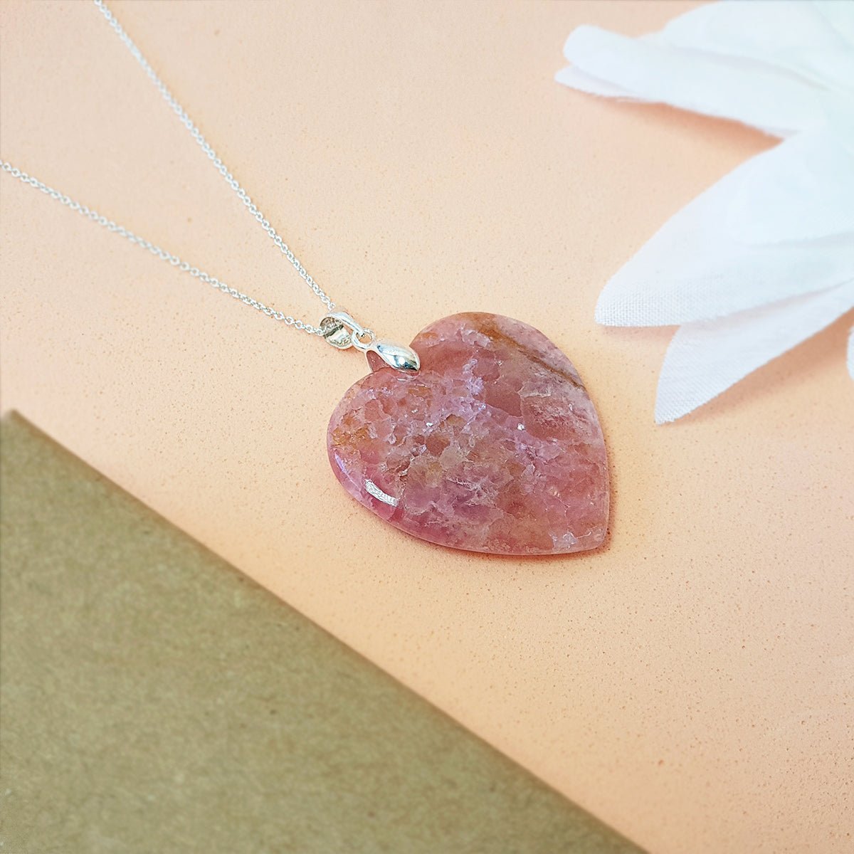 Colgante Corazón de Cobaltocalcita y Plata de Ley 925 - Mystical Tienda