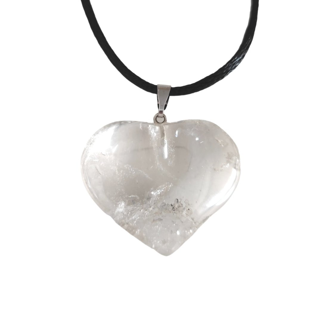 Colgante Corazón de Cuarzo Blanco - Mystical Tienda