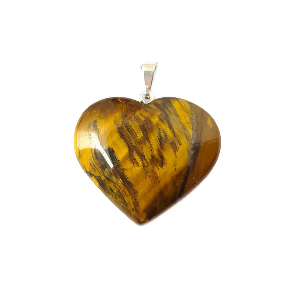 Colgante Corazón de Ojo de Tigre - Mystical Tienda Esotérica y de Minerales