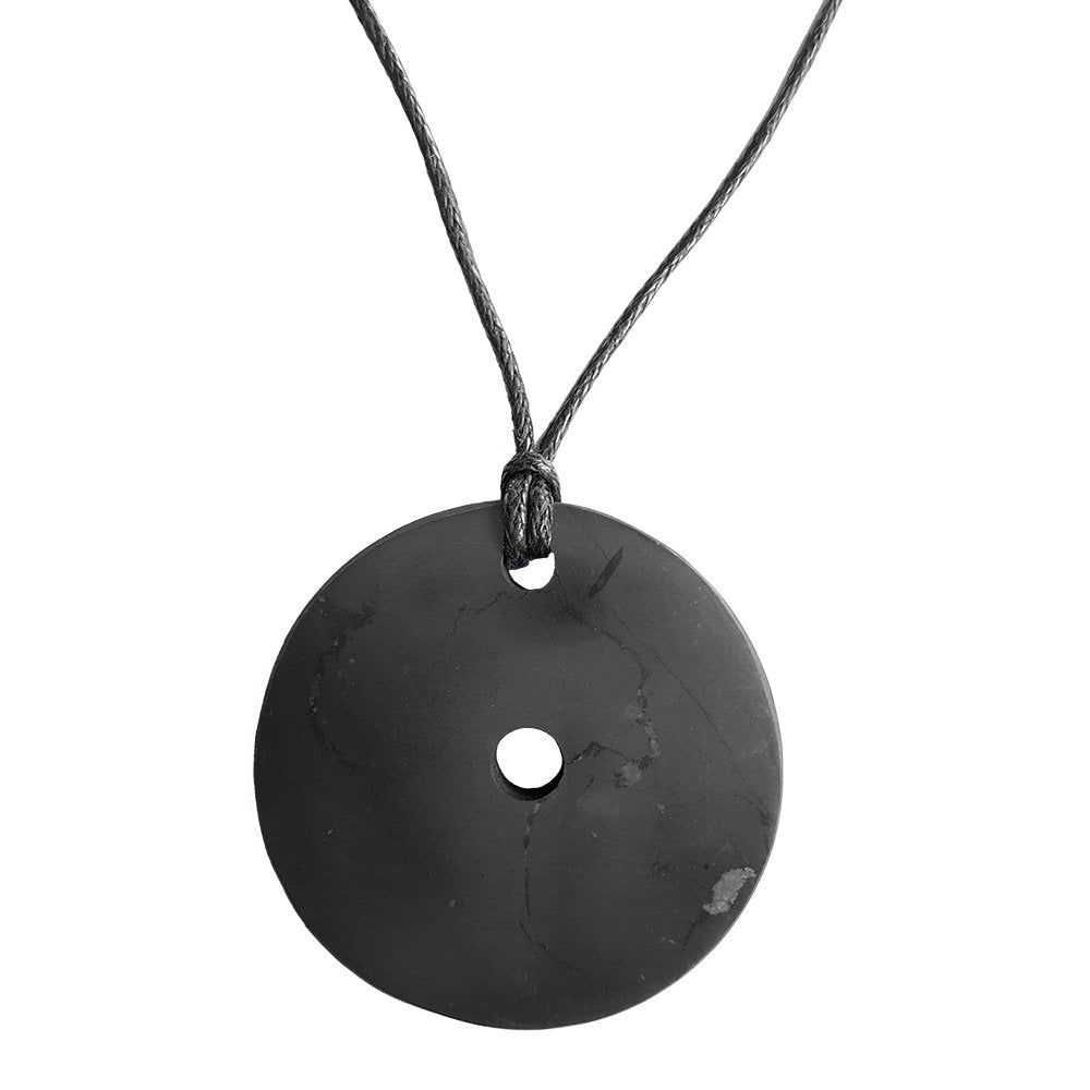 Colgante de Shungit o Shungita Círculo Pequeño agujereado - Mystical Tienda Esotérica y de Minerales