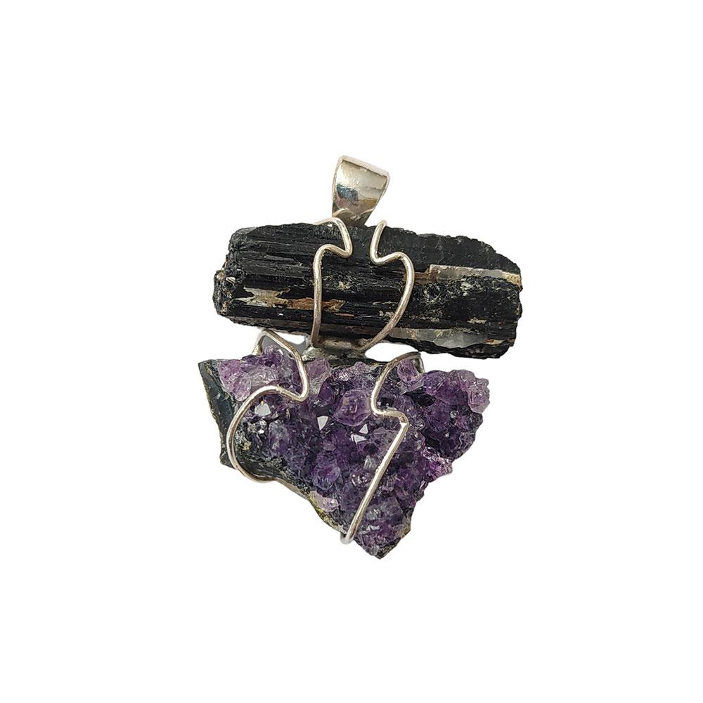 Colgante Doble Protector: Turmalina y Amatista - Mystical Tienda