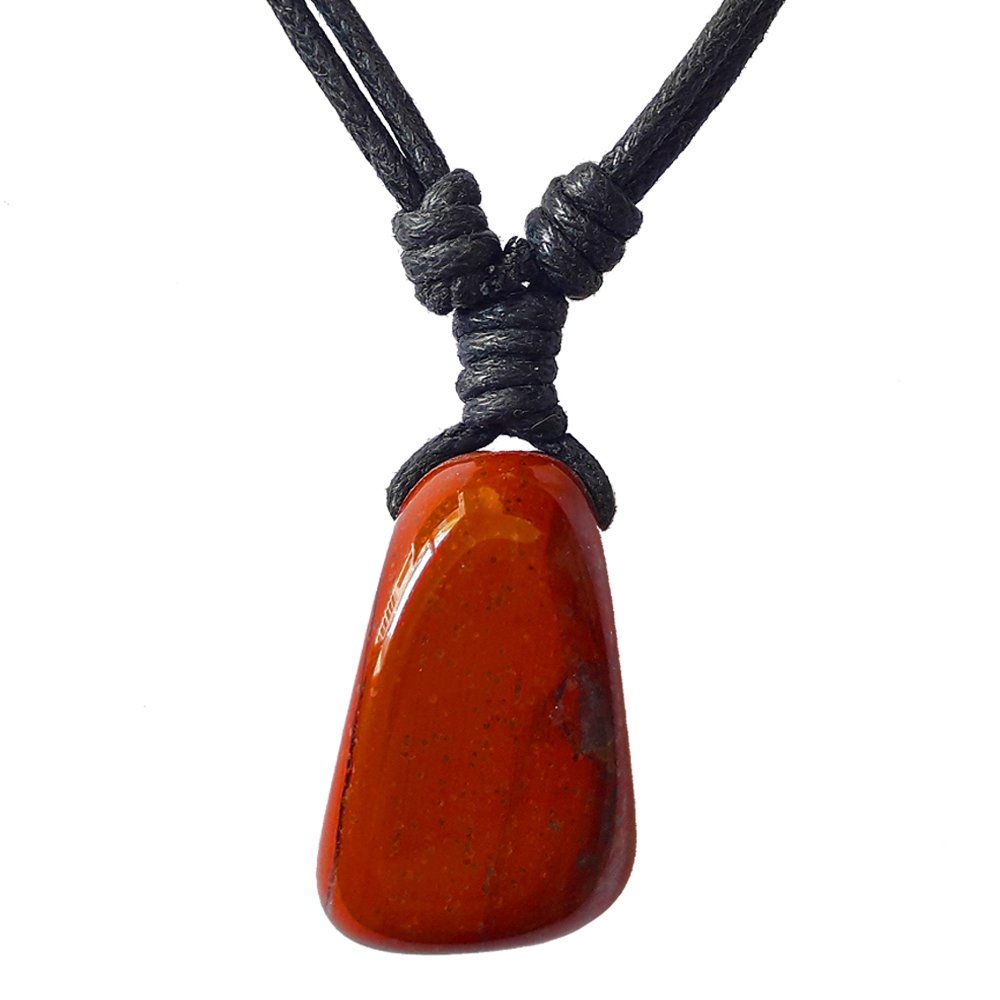 Colgante rodado de Jaspe Rojo agujereado - Mystical Tienda Esotérica y de Minerales