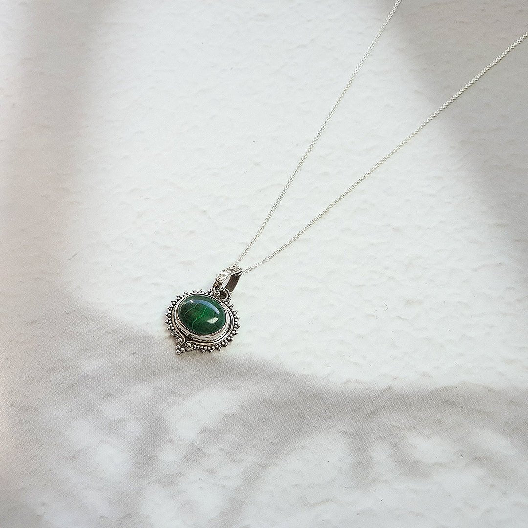 Collar Amisha Malaquita y Plata de Ley 925 - Mystical Tienda