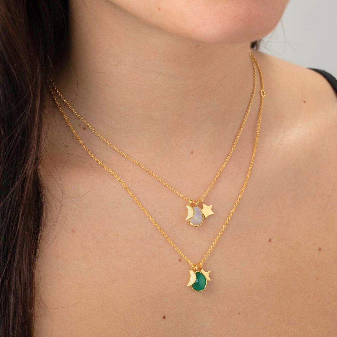 Collar Somnia Calcedonia - Baño de Oro 18K - Mystical Tienda