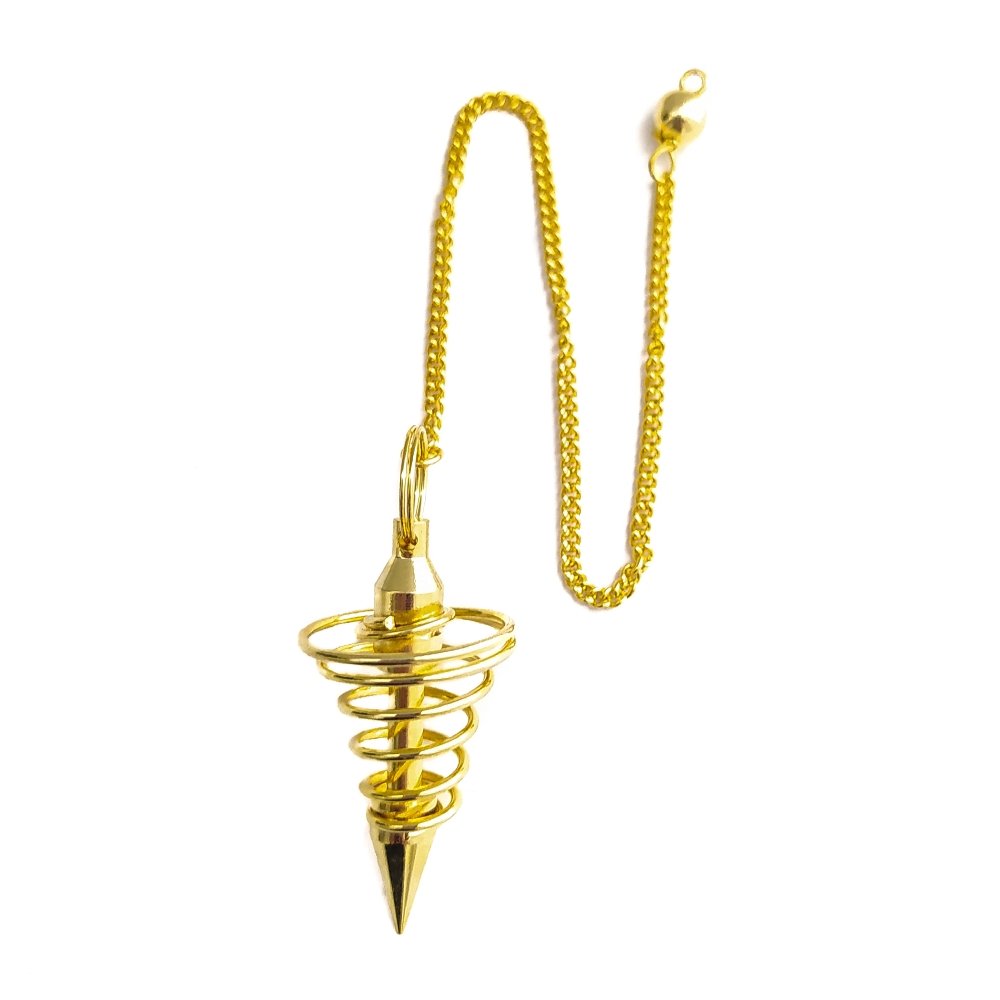 Péndulo Espiral de Metal Dorado - Mystical Tienda Esotérica y de Minerales