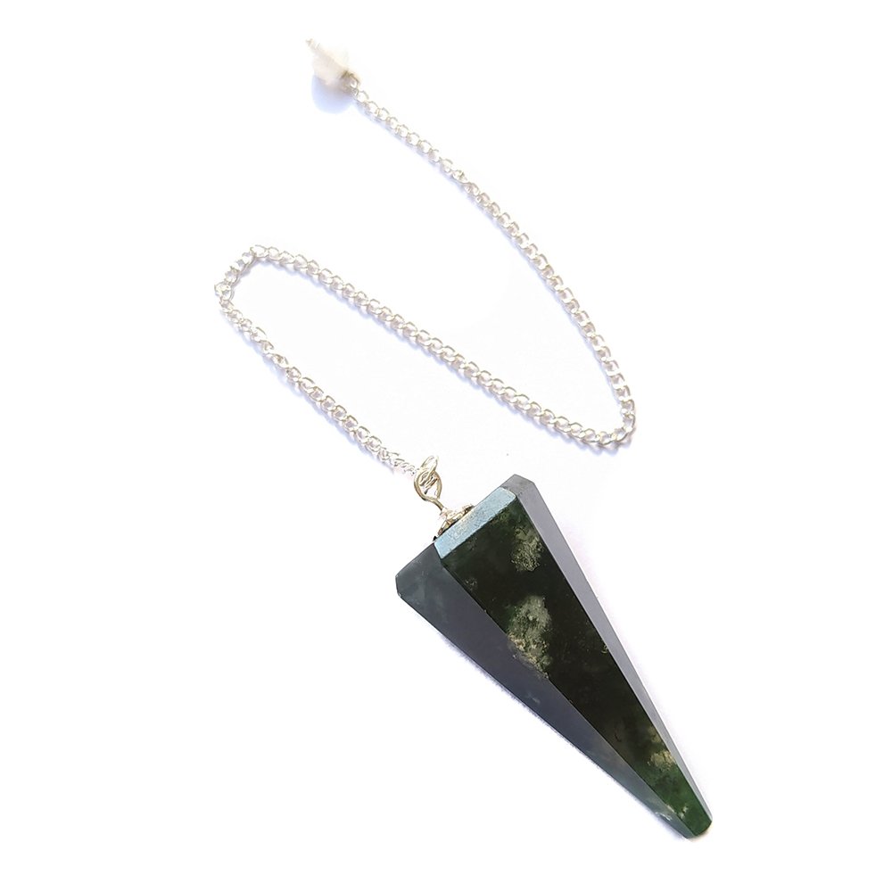 Péndulo Facetado de Ágata Musgo - Mystical Tienda Esotérica y de Minerales