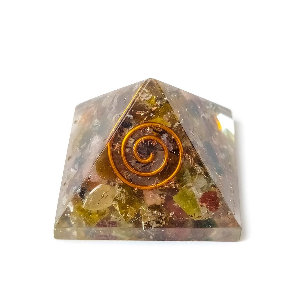 Pirámide de Resina con Turmalina Multicolor - Mystical Tienda Esotérica y de Minerales