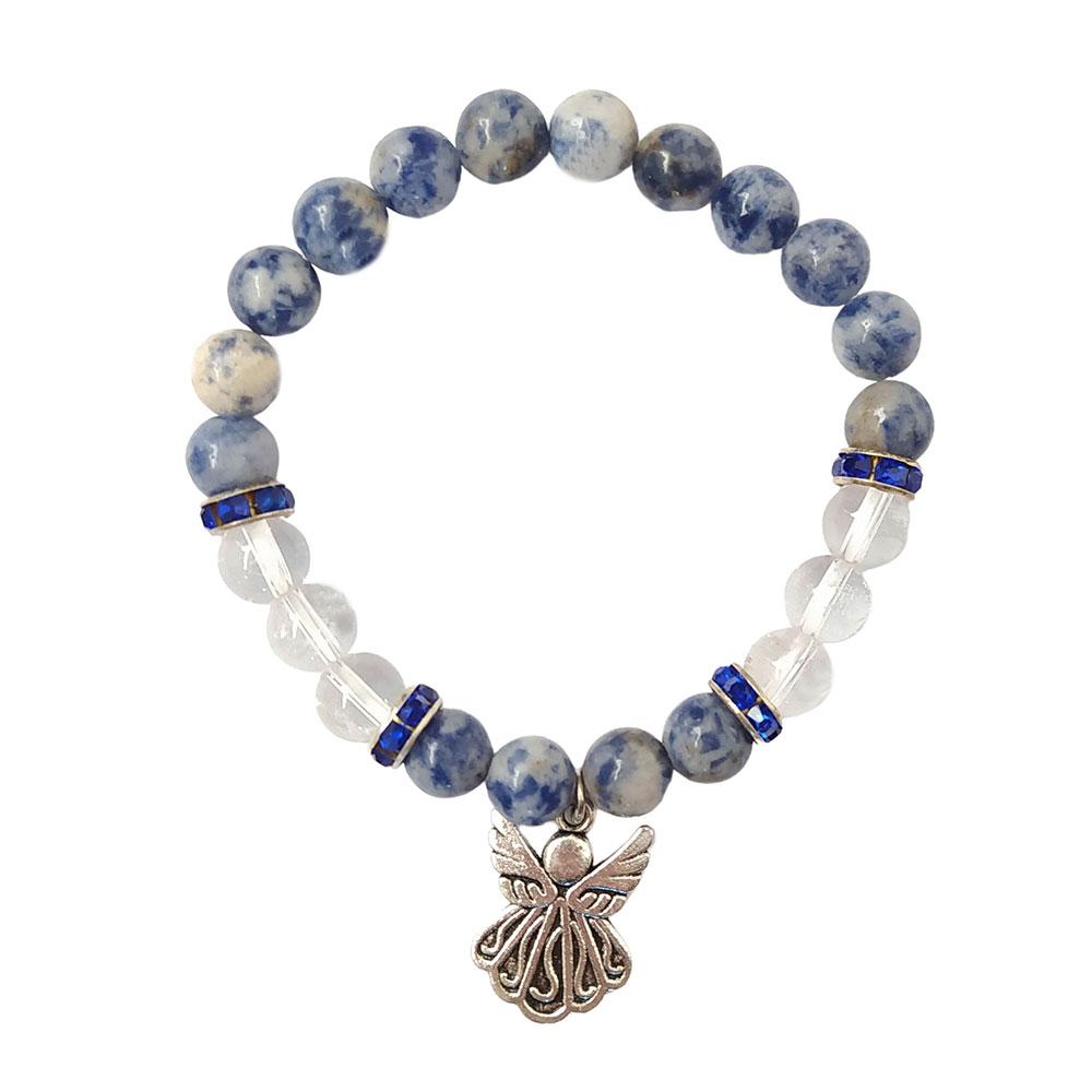 Pulsera Ángel de la Guarda - Cuarzo Azul y Cuarzo Blanco - Mystical Tienda Esotérica y de Minerales